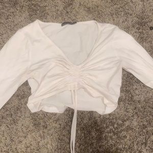 White booboo long cropped top